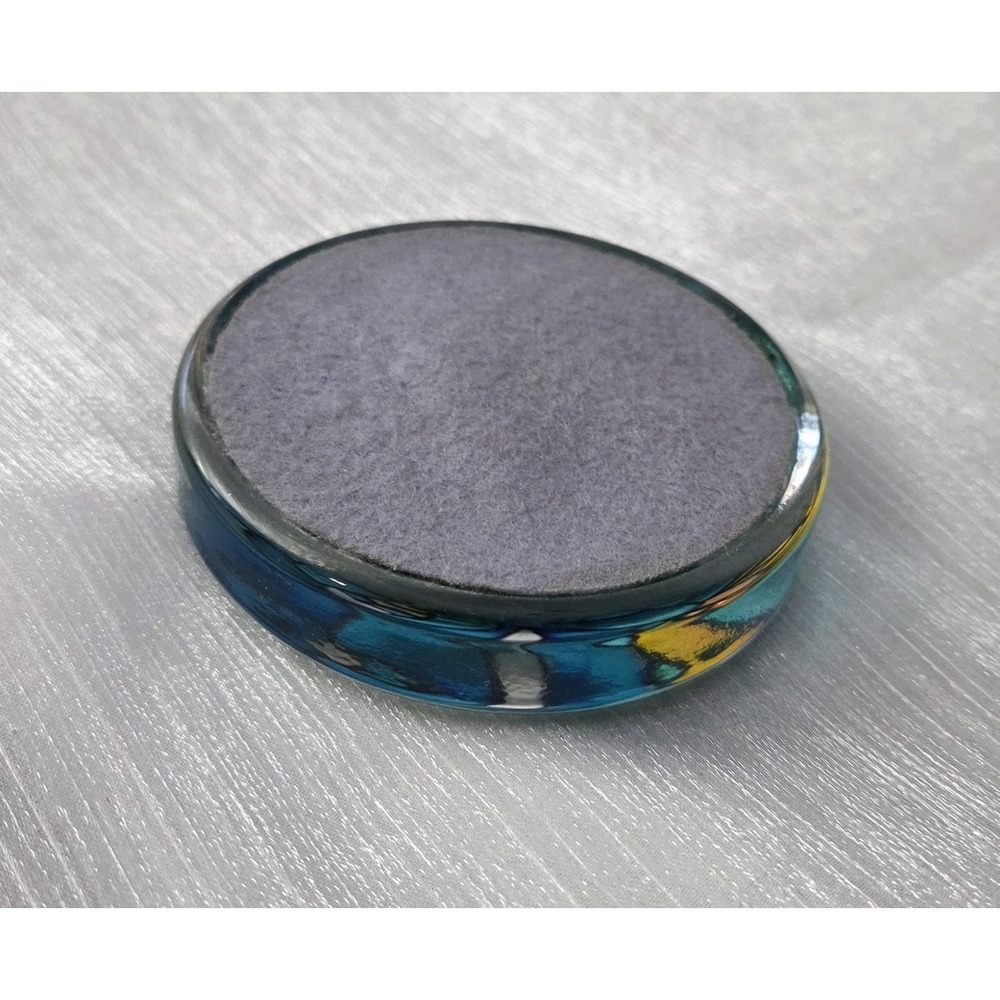 Joan Baker Designs Blue Iris Butterfly Handpainted Stained Glass Paperweight - Picture 4 of 5